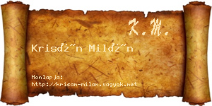 Krisán Milán névjegykártya