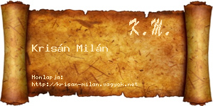 Krisán Milán névjegykártya